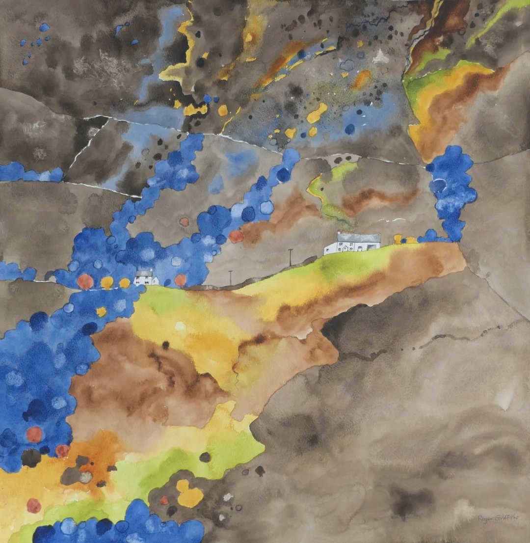 "Dentdale, Yorkshire Dales", watercolour. The Dales Way runs along this steep sided valley in the Yorkshire Dales with its wildflowers, old farms and moorland above. #yorkshiredales #yorkshire #watercolourpainting #galleryowner #contemporaryartist