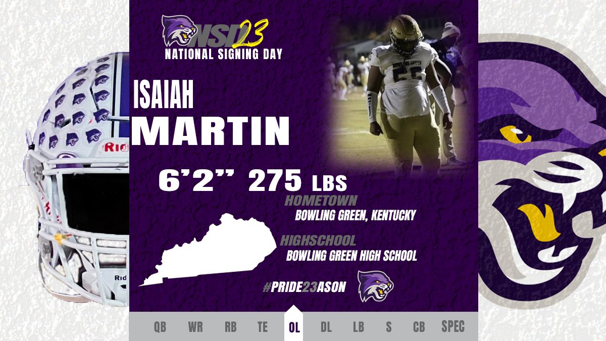Bethel University Football (TN) (@bu_footballtn) on Twitter photo ✍️ Isaiah Martin is 🔒 into being a Wildcat!
Welcome, <a href="/isaiahmartin__/">isaiah martin</a> !
🏈 OL | 6-2 | 275
📍 Bowling Green, Kentucky
🏫 Bowling Green HS
#ChasingGreatness|#Pride23ason
| #NSD23 ✍️ Isaiah Martin is 🔒 into being a Wildcat!
Welcome, <a href="/isaiahmartin__/">isaiah martin</a> !
🏈 OL | 6-2 | 275
📍 Bowling Green, Kentucky
🏫 Bowling Green HS
#ChasingGreatness|#Pride23ason
| #NSD23