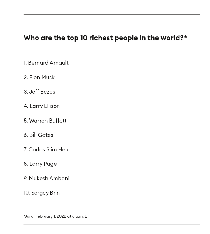 Forbes list of 10 richest billionaires in the world 2023 is out,

Bernard Arnault at number 1.

Thread
