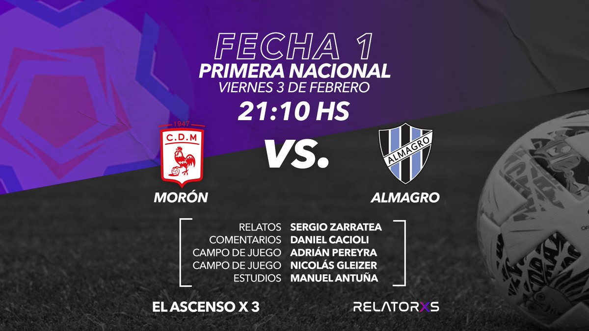 🟥HOY Viernes
🕑20.30 hs

✅#Moron 🆚#Almagro

🎙️ Relata:  <a href="/sergiozarratea/">Sergio Zarratea 🎙</a> 
🗣️Comenta: <a href="/DanielCacioli/">Daniel Cacioli</a> 
📱 Vestuarios:  <a href="/adrianmapereyra/">Adrian M. Pereyra</a> <a href="/nicogleizer10/">Nicolás Gleizer</a> 
🖥️Estudios:  <a href="/ManoloAntu/">Manuel Antuña</a> 

📲 Desde la APP <a href="/Relatoresconvos/">® Σ |_ Δ ╥ Φ ® Σ §</a> 
📻 Escuchalo x AM 810
📺 You Tube Ax3

👤<a href="/DanielCacioli/">Daniel Cacioli</a>