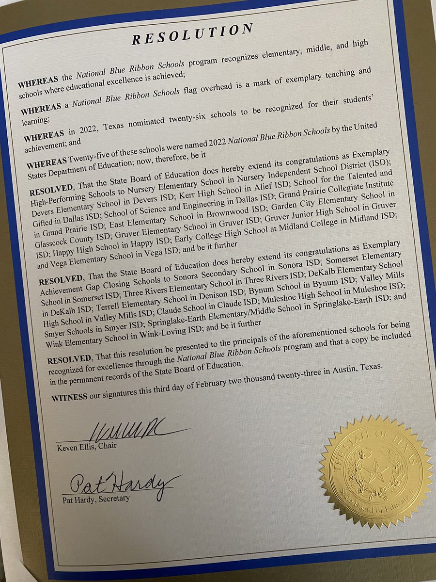vdlewis's tweet photo. Thank you @TXSBOE and @DrYoungSBOE for your recognition of @AliefKerr
being named a 2022 National Blue Ribbon School! #UniqueByDesign #DifferentByChoice @AliefISD @anthonymays5 https://t.co/xyUba52T63