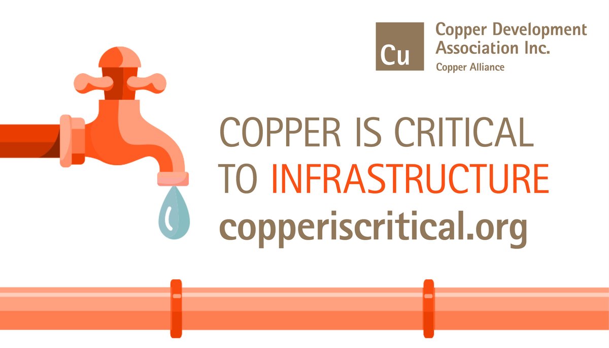 The Biden Administration plans to replace 100% of lead water pipes in the country, and copper pipes are the best long-term solution. Check out other reasons copper is critical to the U.S. infrastructure and economy: copperiscritical.org #CopperIsCritical