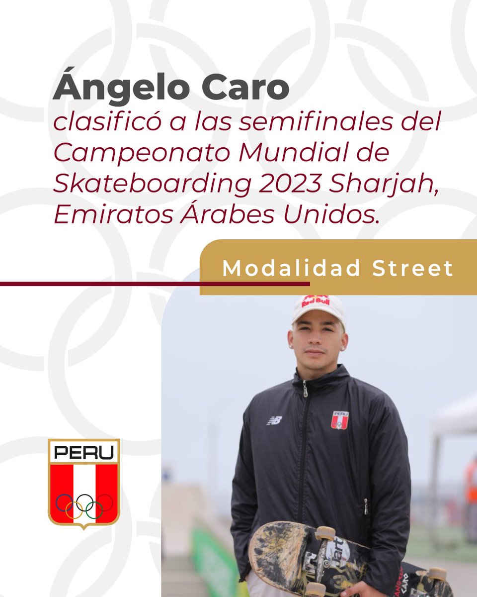 copteamperu's tweet photo. 🇵🇪 ¡Felicitaciones Angelo Caro, a darle con todo en esta siguiente etapa!

#skate @skateboarding
#COPPeru #CopInforma #sport #deporte #deporteperuano #atleta #deportistas #movimientolímpico #olímpic #olimpismo https://t.co/pyw9qp0Grc