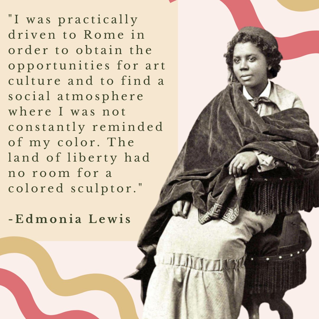#EdmoniaLewis was a skilled artist & sculptor but was forced to move to Rome to find artistic opportunities. Rome wasn't free of racism/sexism but was a more welcoming environment & she became one of the most influential artists of her time! Hear her story in ep 168! #HERstory