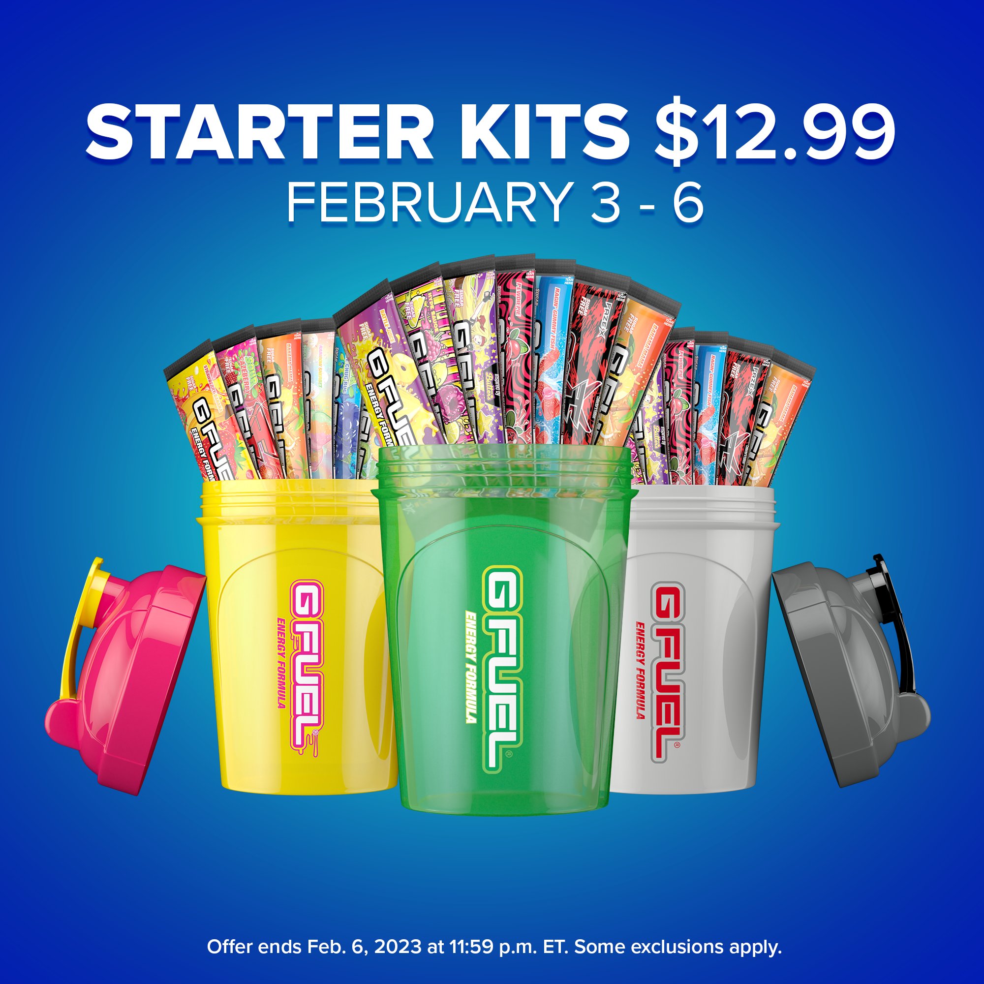 G FUEL® on X: 💙 𝗟𝗜𝗞𝗘 + 𝗥𝗧 to win a #GFUEL STARTER KIT of your  choice! Picking 2 winners this weekend bc a bunch of our Kits are ON SALE  thru