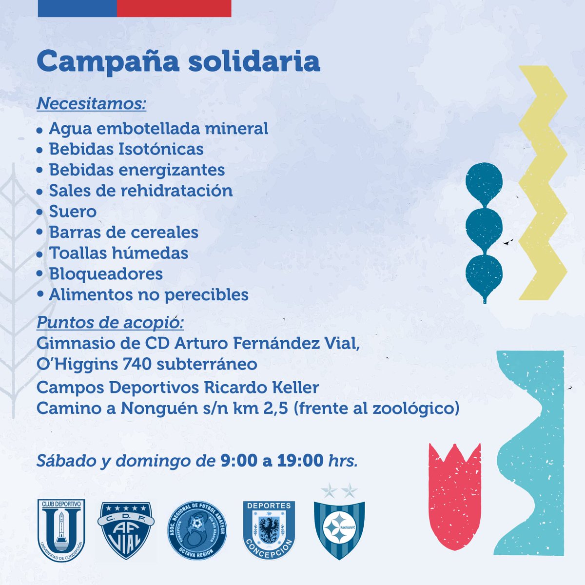 🚨 Hacemos un llamado a toda la familia del Fútbol 🚨

Forer@s, Acerer@s, Aurinegr@s y Lilas 

Juntos queremos apoyar a las personas y  socorristas damnificados a causa de los incendios forestales en la región. 

¡Necesitamos tu apoyo y colaboración!

#HoyJugamosTodosJuntos 💪🏼⚽️