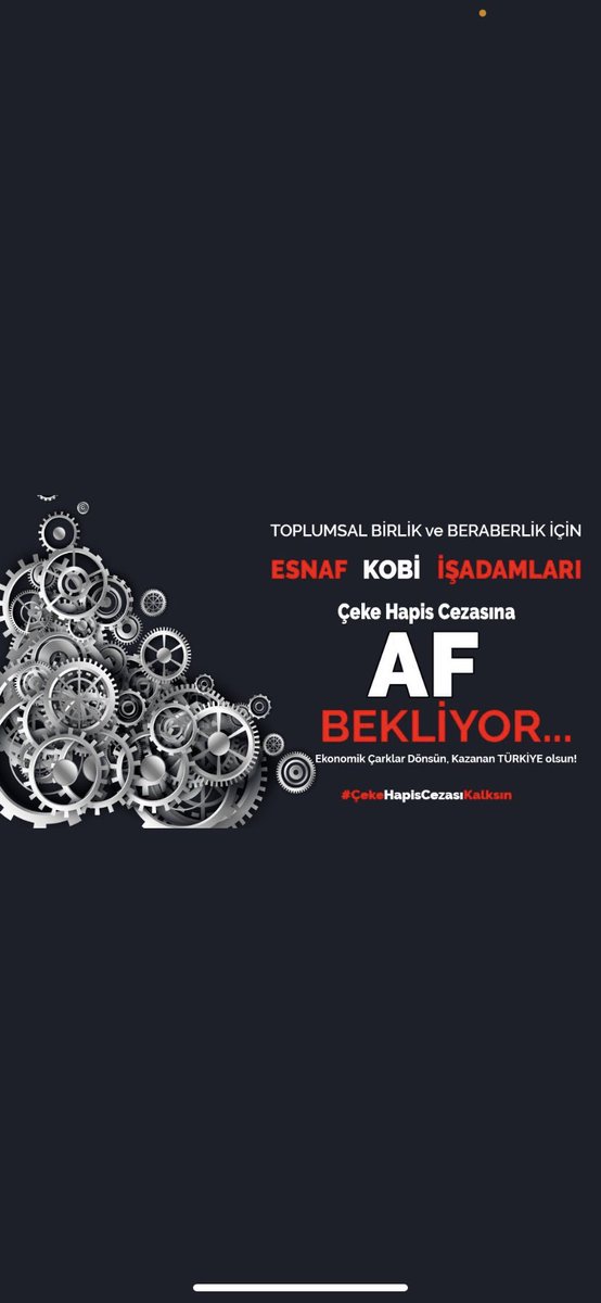 <a href="/ankarakulisi06/">ANKARA KULİSİ</a> #CekeHapisCezasıKalksın 
Esnaf AF bekliyor,
Ertelenmek degil
Taksitlenmek degil
AF ! 
<a href="/yilmaztunc/">Yılmaz TUNÇ</a> <a href="/bybekirbozdag/">Bekir  Bozdağ</a>