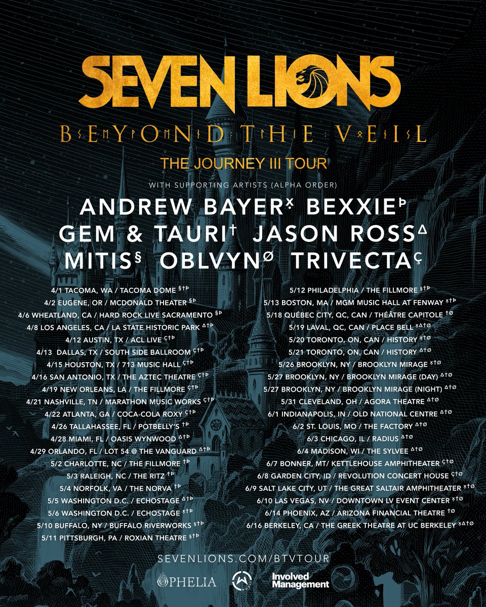 Here are the other artists who will be hitting the road with me for Journey III. It's such a privilege to get to tour with some of my best friends! Can't wait to see everyone soon!! 

Tickets: sevenlions.com/btvtour