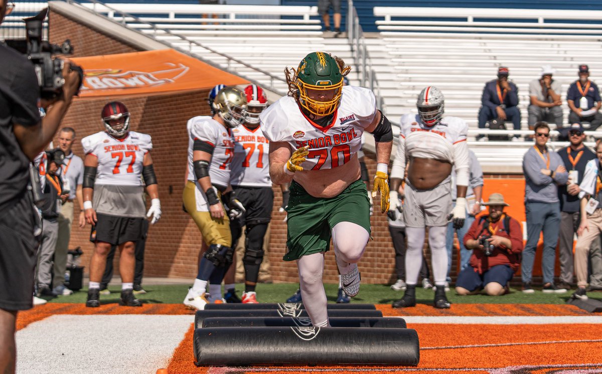 BREAKING: North Dakota State’s Cody Mauch (<a href="/CodyTud/">Cody Mauch</a>) has been voted National team’s OL Practice Player-of-Week by vote from his peers in National DL and LB groups.
#TheDraftStartsInMOBILE™️