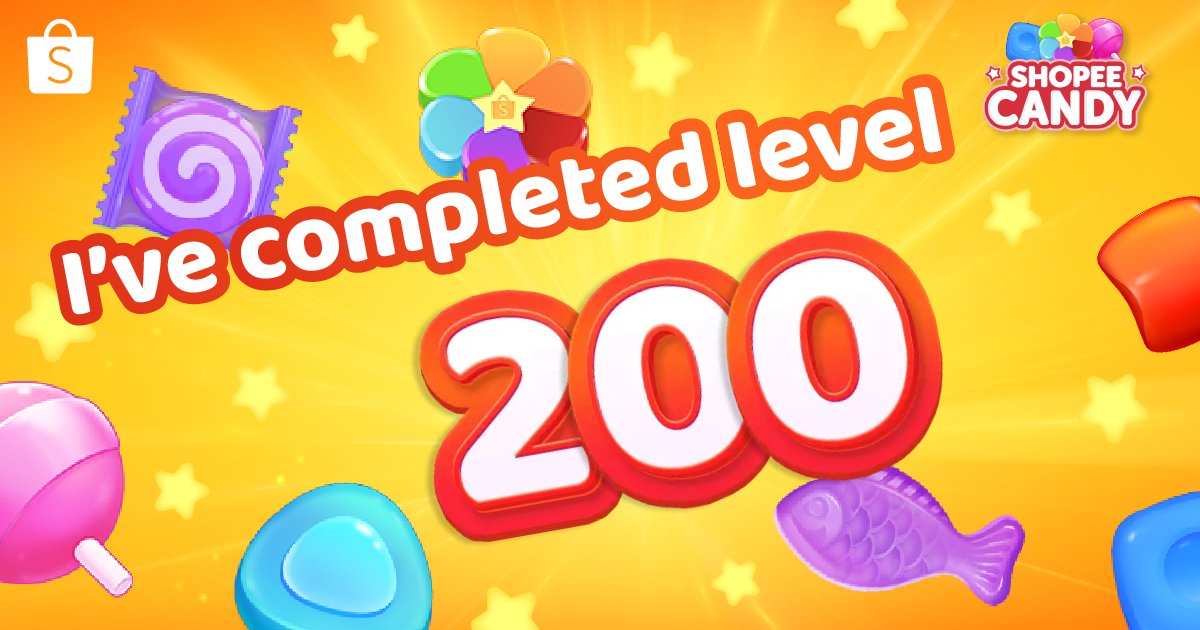 ArKen_L's tweet photo. I've completed Level 200 on Shopee Candy! Join me in matching candies to win coins, vouchers and more! https://t.co/pwo0QuejRl https://t.co/3tTZZki59L