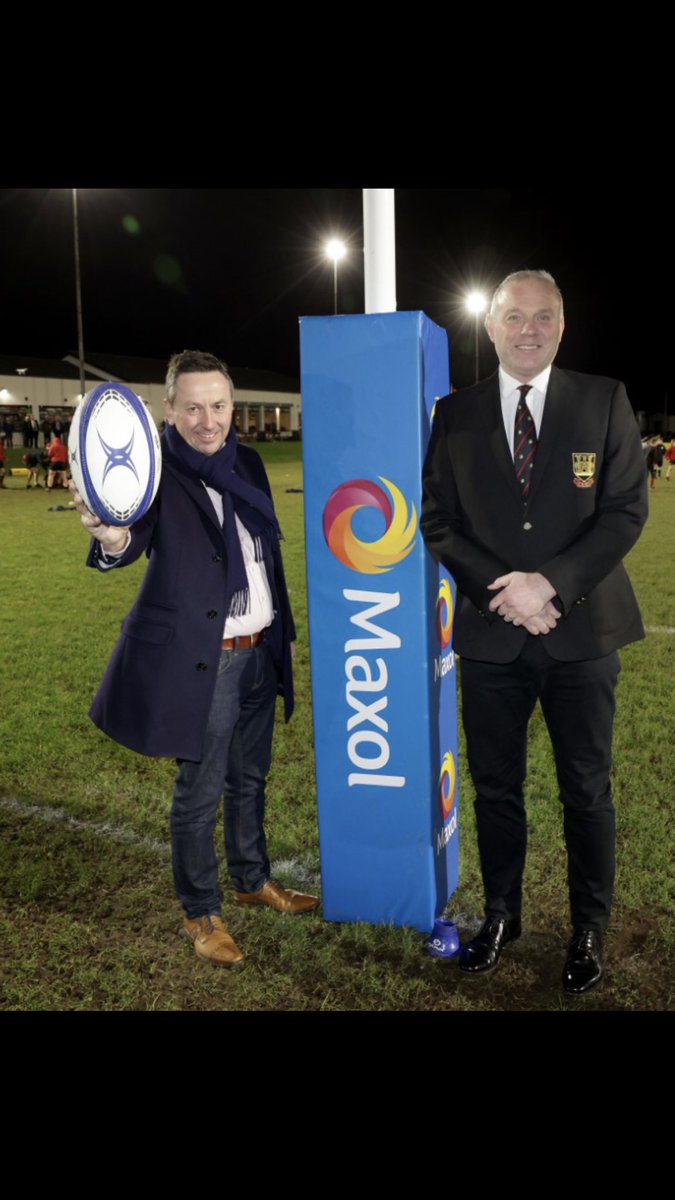 Great night <a href="/CarrickRugby/">Carrick Rugby</a> last night celebrating the opening of our new floodlights and also with Brian Donaldson CEO of <a href="/TheMaxolGroup/">The Maxol Group</a> who was there to present new post protectors and to continue their sponsorship of our 1s and 2s into its 25th year 👏👏<a href="/UlsterRugby/">Ulster Rugby</a>