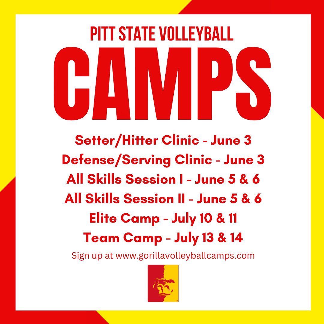 Pitt State Volleyball Camps! Come join us this summer!