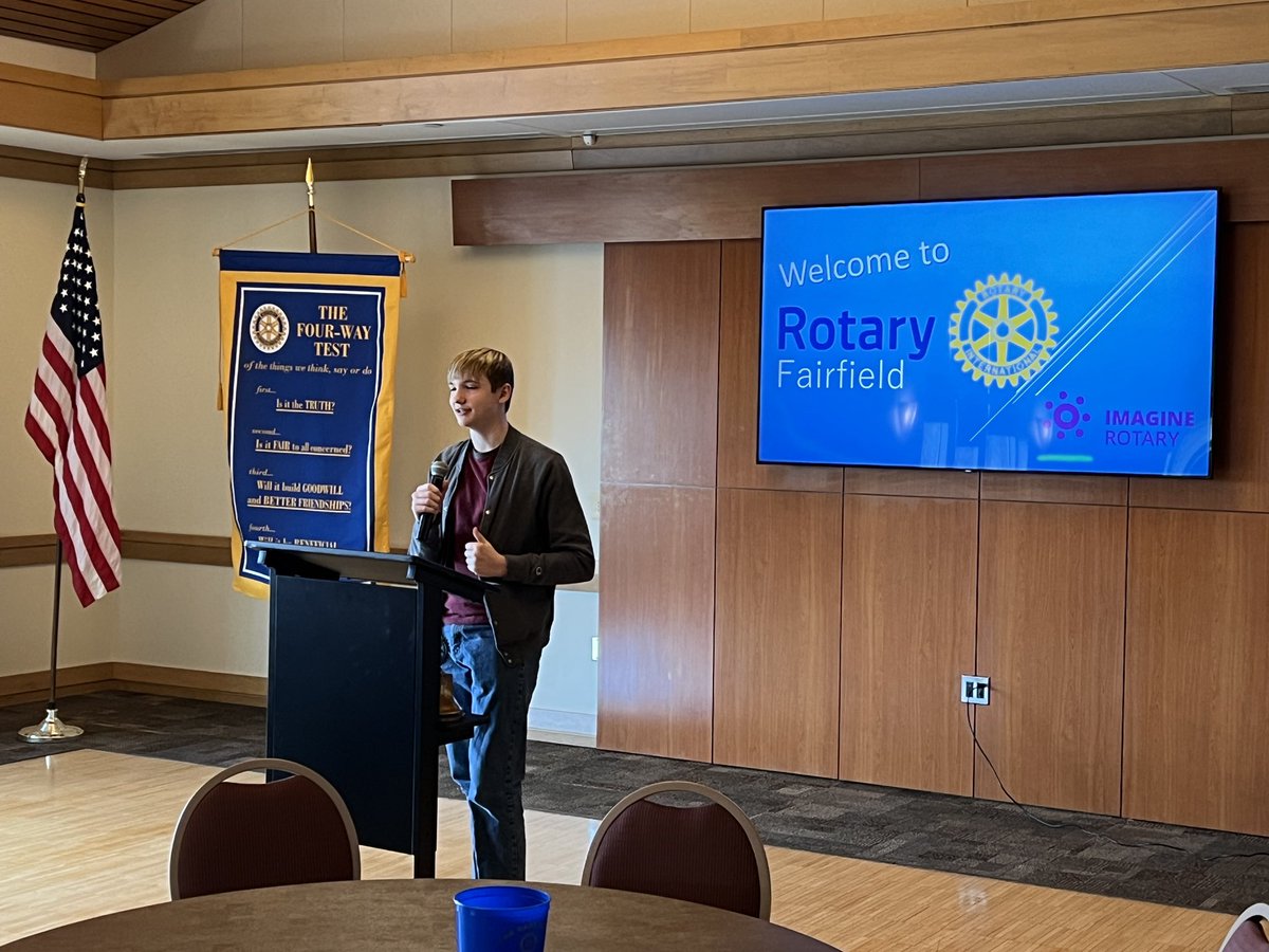 fcsdsuper's tweet photo. Thank you to @fcsdhighschool students Paige and Gabriel for taking the time to speak to @rotaryfairfield today! Well done! #FairfieldPride https://t.co/6FfoxI8fU7