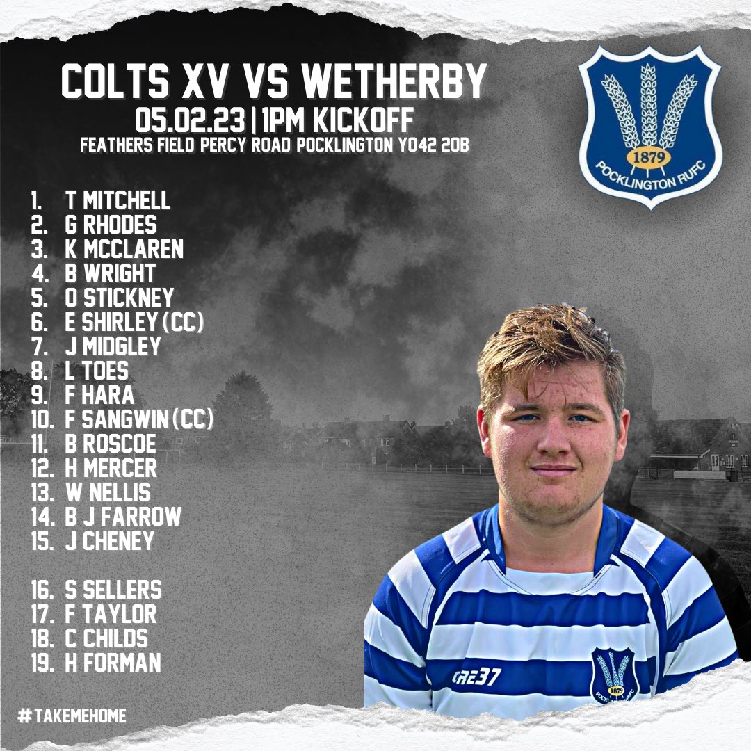 PocklingtonRUFC's tweet photo. 🚨Squad Announcements🚨
The two sides for this weekend’s fixtures.
The First team travel to Halifax to face Old Crossleyans. The club is open from 2pm for the Six Nations.
The Colts host Wetherby at 1pm on Sunday.
#prufc #takemehome https://t.co/CAKwL7KETv