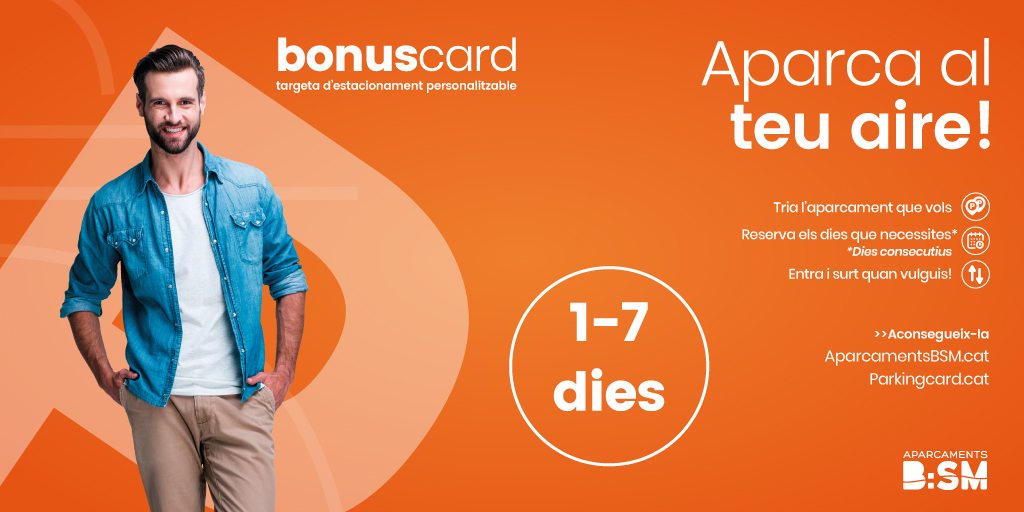 AparcamentsBSM's tweet photo. 🅿 ¿Necesitas aparcar en un lugar concreto de Barcelona?

Entra y sal cuando quieras del parking escogido con #BonusCard durante 1,2,3,4,5 o 7 días consecutivos. 

Mira aquí 👉 https://t.co/IpY5vhI9EQ 

📅 Planifica tus necesidades de movilidad con #AparcamentsBSM
#BSMBonusCard https://t.co/0keTbdnazt