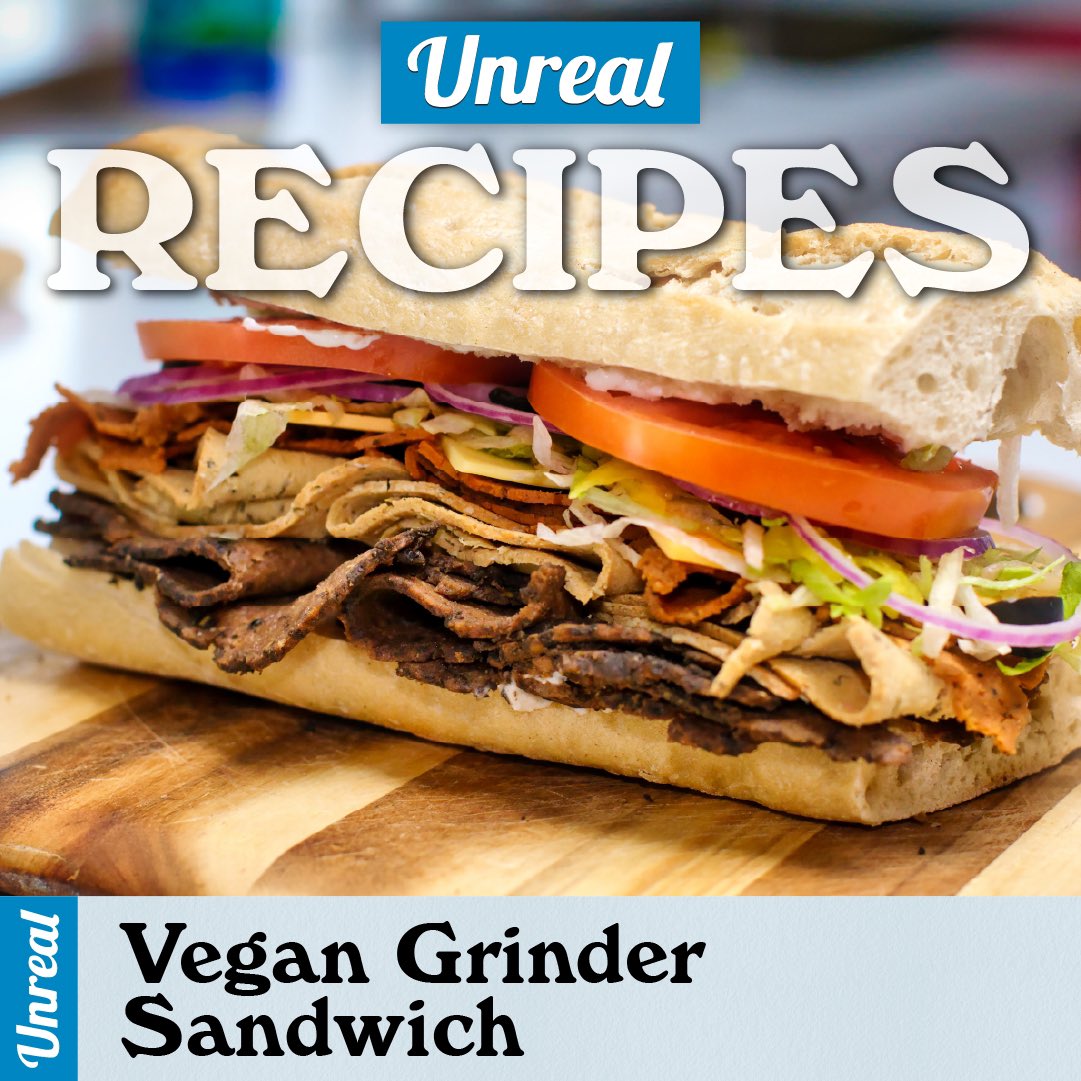 UnrealDeli's tweet photo. By now, we've all heard of the viral Grinder sandwich...but let's #MakeItUnreal!
Recipe inspo: @thebeet - https://t.co/R7gDKF3XEn
#UnrealDeli #Grinder #GrinderSandwich #VeganGrinder #VeganSandwich #PlantBasedSandwiches #PlanetBasedMeat #DeliMeat #TheGrinder https://t.co/ehpH4Hyafy