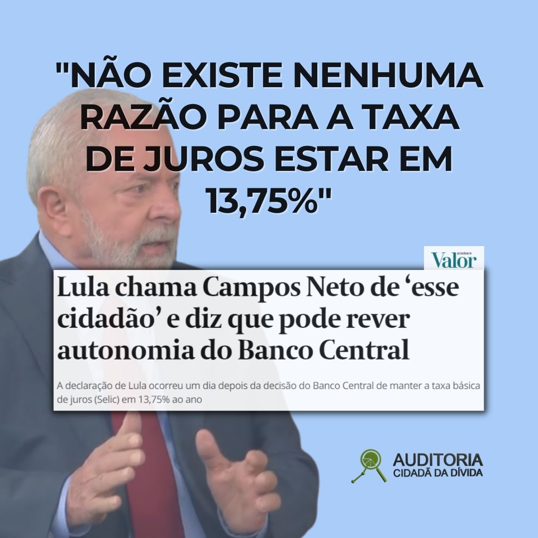 AuditoriaCidada's tweet photo. Já são várias as declarações do presidente criticando a alta dos juros. Lula não esconde desejar uma redução nos juros como forma de oxigenar a economia e reduzir o custo da dívida pública brasileira. 

https://t.co/aPeRSIcZRh https://t.co/zGsLBilIC5