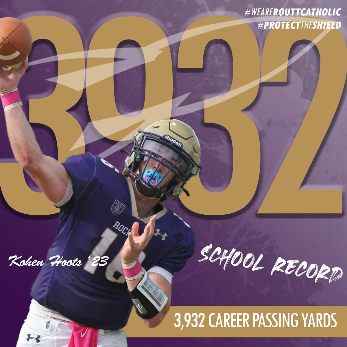 CatholicRoutt's tweet photo. With 3,932 yards, @HootsKohen, now holds the school record for  Career Passing Yards! 🧵 (3/7) https://t.co/PJYA0hhbKV
