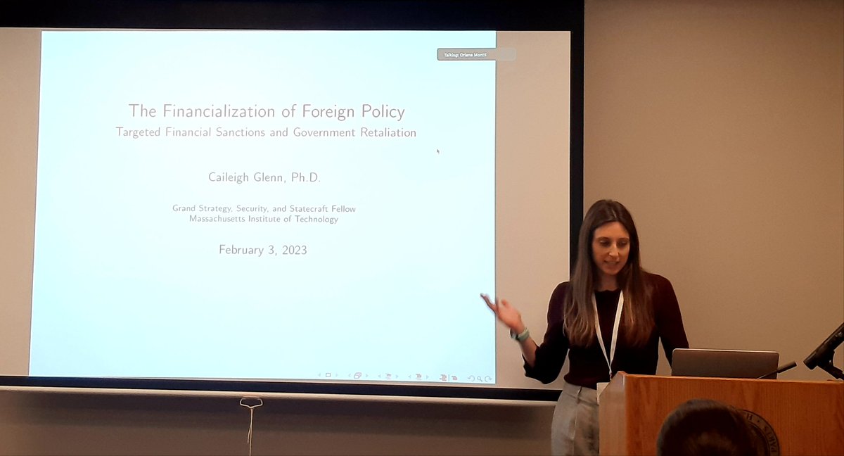 We are starting the session on #Climate and #Energy with Caileigh Glenn (MIT), presenting 'The Financialization of Foreign Policy'
@CaileighGlenn 

#GSIPEConf #Climate #Sanctions