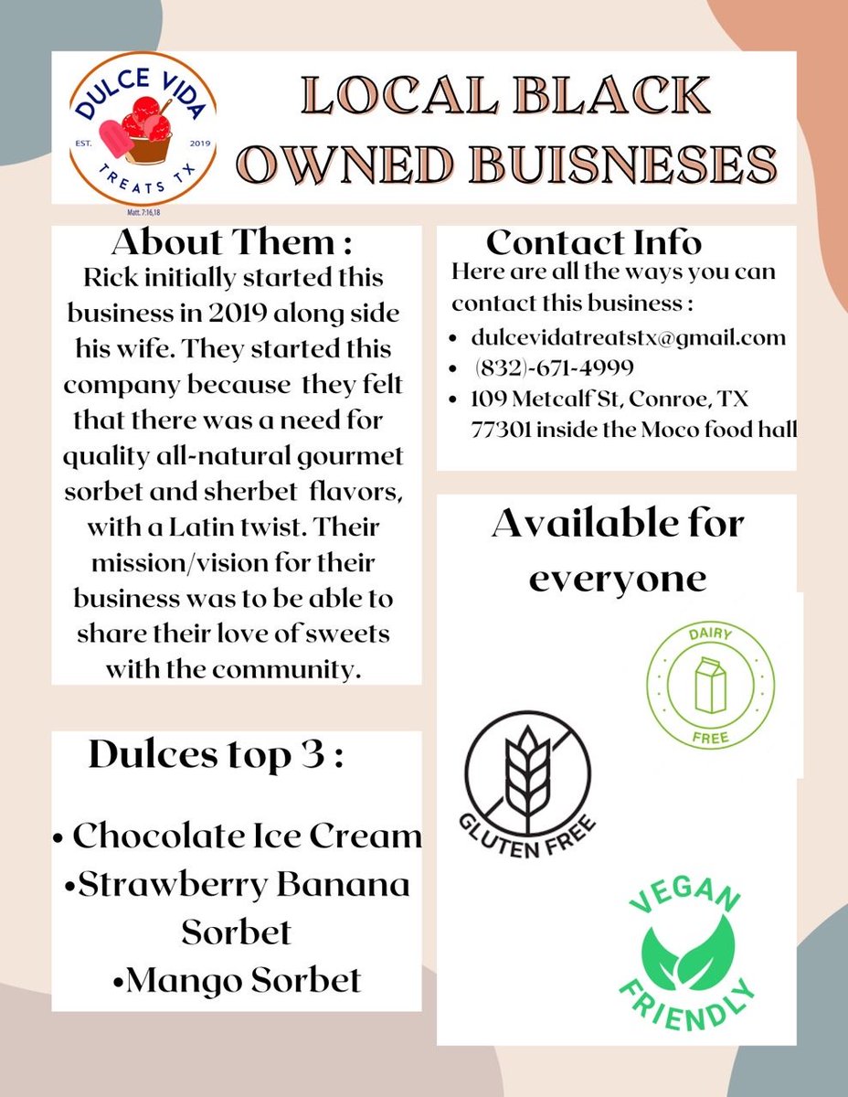 Student Council will be spotlighting Local Black Owned Business during the month of February. Please support Local Black Owned Business! 
<a href="/ConroeHSCISD/">Conroe High School, Conroe ISD</a> <a href="/ConroeHS9/">Conroe High School 9th Grade, Conroe ISD</a> <a href="/Chs9Stuco/">CHS9 StuCo</a> <a href="/Tasha_Smith78/">Tasha Smith</a> <a href="/ConroeDeca/">Conroe HS DECA & School Store</a> <a href="/CoachHinze/">Katheryne Hinze</a>
