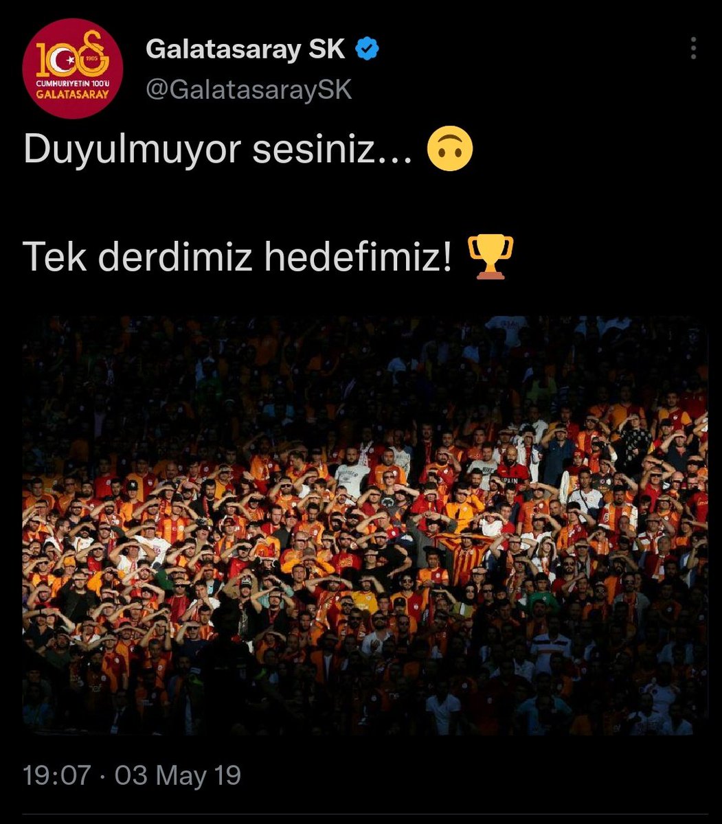 <a href="/GalatasaraySK/">Galatasaray SK</a> Duyulmuyor sesiniz tek derdimiz hedefimiz 🏆