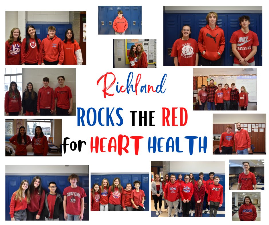 Today is National Wear Red Day! To show their support for heart health awareness, students, faculty and staff at the High School ROCKED their RED!!