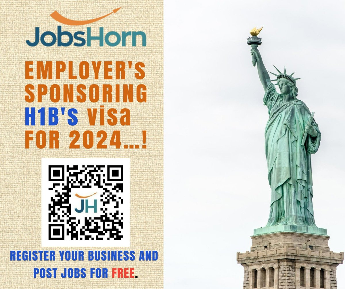 Hello All,
JobsHorn is sponsoring H1B's visa for 2024 year. Please Register for FREE
#Jobshorn #h1bsponsorship #h1btransfer #h1bvisas #usajobs #job #newjobopportunity #sponsorship #h1b