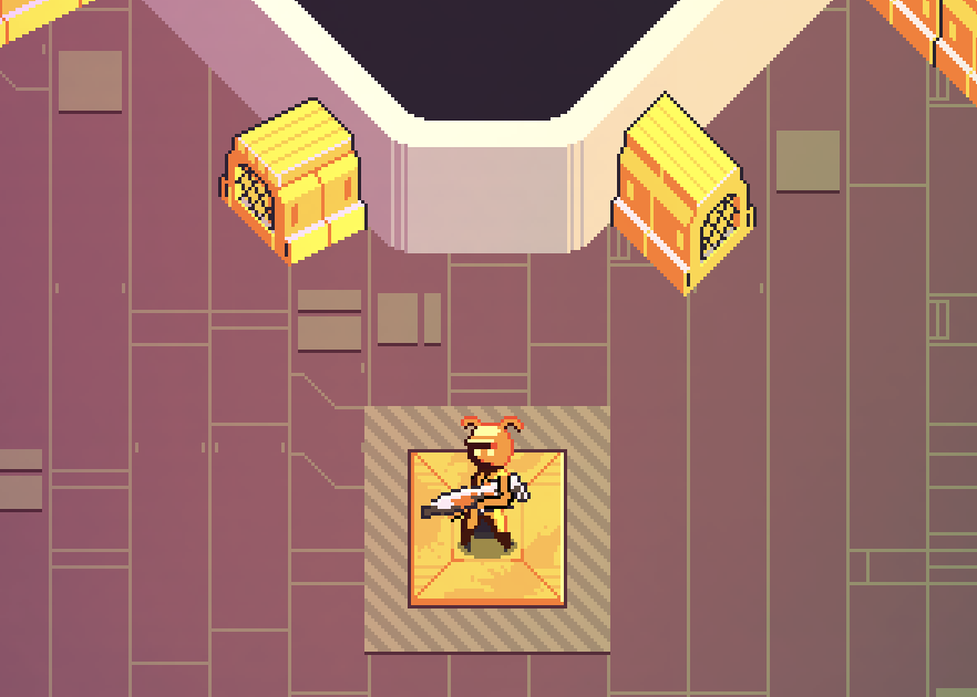 Hmm 🤔 - whats the correct angle &amp; perspective here for the yellow crates. Walls go at diagonal angle. Left seems more in line, but right seems more technically correct?

#pixelart