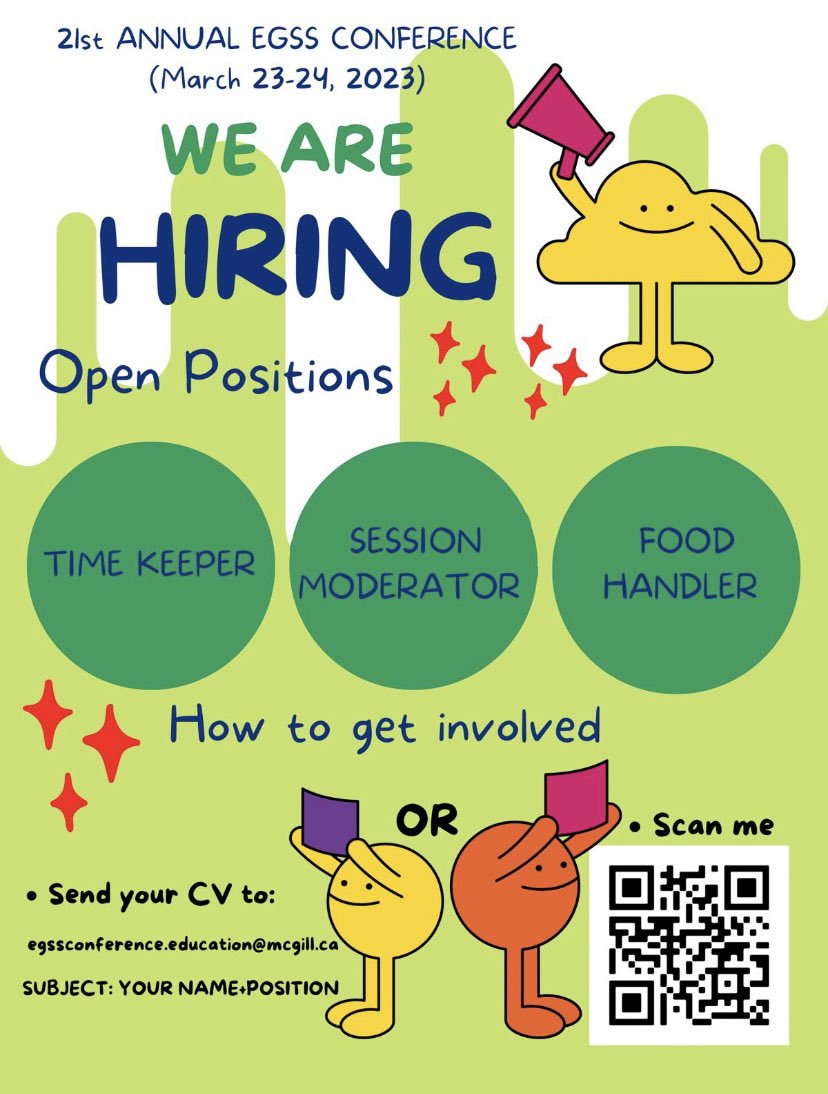 Would you like to be involved in the 21st Annual Education Graduate Student Society Conference? See available positions and sign up! 🤩