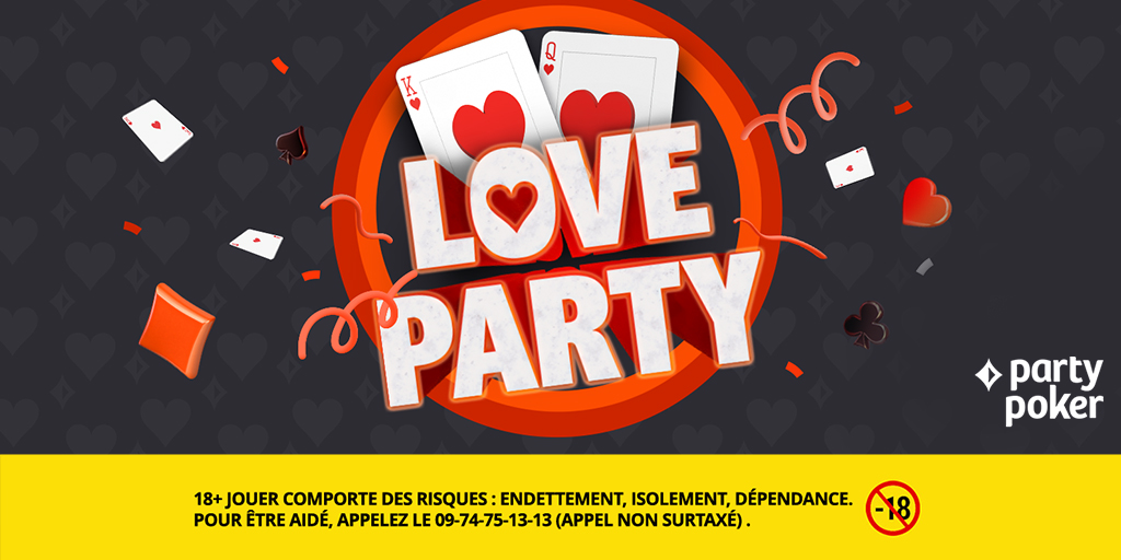FRpartypoker's tweet photo. 😍Célébrez la #SaintValentin avec la #LoveParty sur partypoker !
📅Du 11 au 14 février, recevez Roi-Dame de cœur en Cash Games
🎁 Mais aussi un bonus de dépôt et un Freeroll 5K le 15/02 
➡https://t.co/gxtUirFWD9
🔞Jeu Responsable
Love Poker #joinparty https://t.co/DjMqzVn6p6