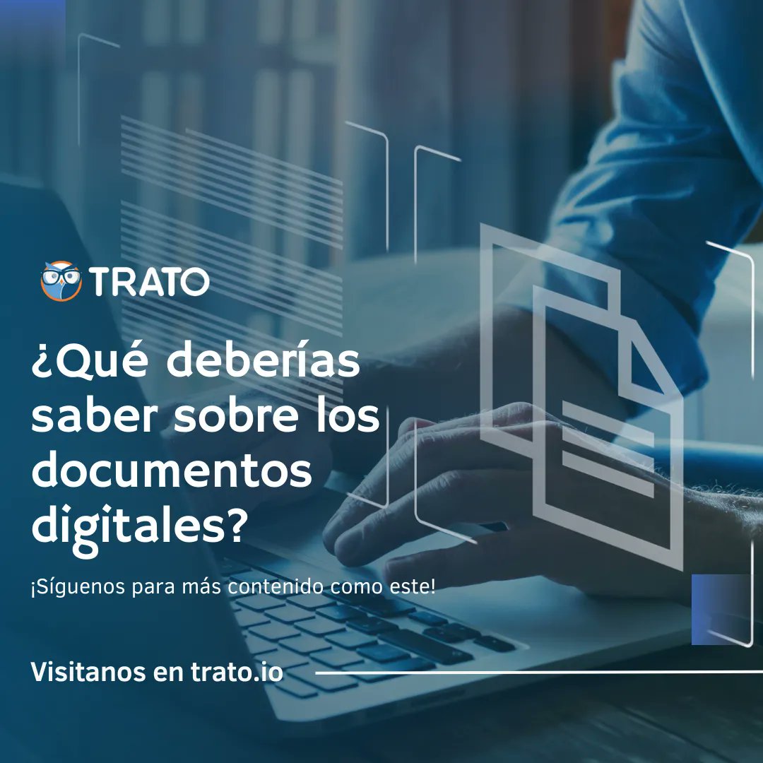 TratoApp's tweet image. Los documentos digitales son archivos electrónicos que se pueden almacenar, acceder y compartir en dispositivos electrónicos. 
Conoce la variedad de documentos digitales que TRATO te ofrece.