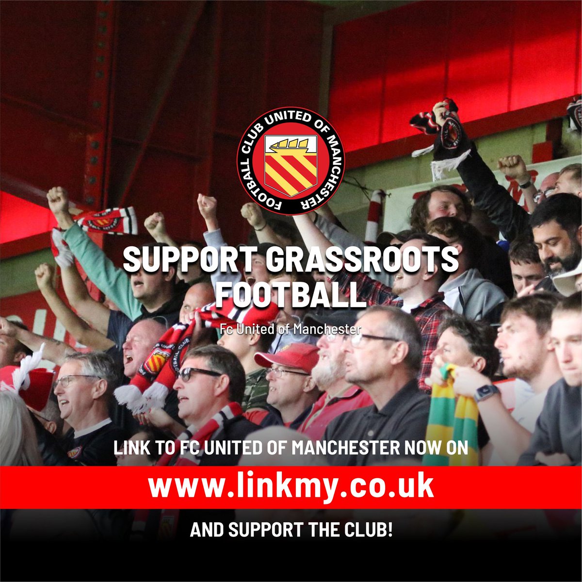🆕 We need your support more now than ever before, with growing costs and a tight budget, you can support us now by simply linking to 'FC United of Manchester' on the free donation platform, LINKmy.
 
Click linkmy.co.uk

🟥🟥⬜⬛⬜🟥🟥