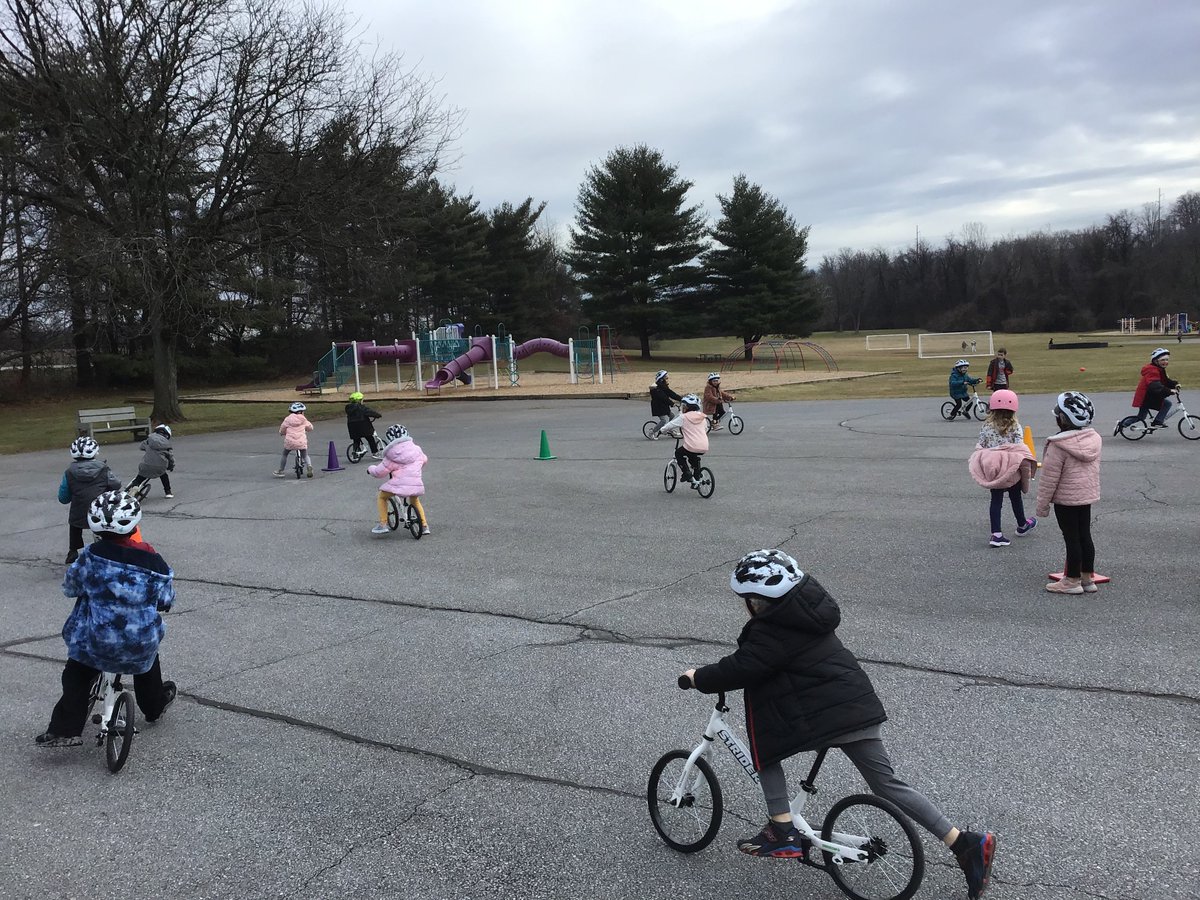Our Kindergarten and 1st grade students are taking part in the All Kids Bike program here at FC.  Here are some of our 1st graders learning bike skills in PE class! #FCSharkTank