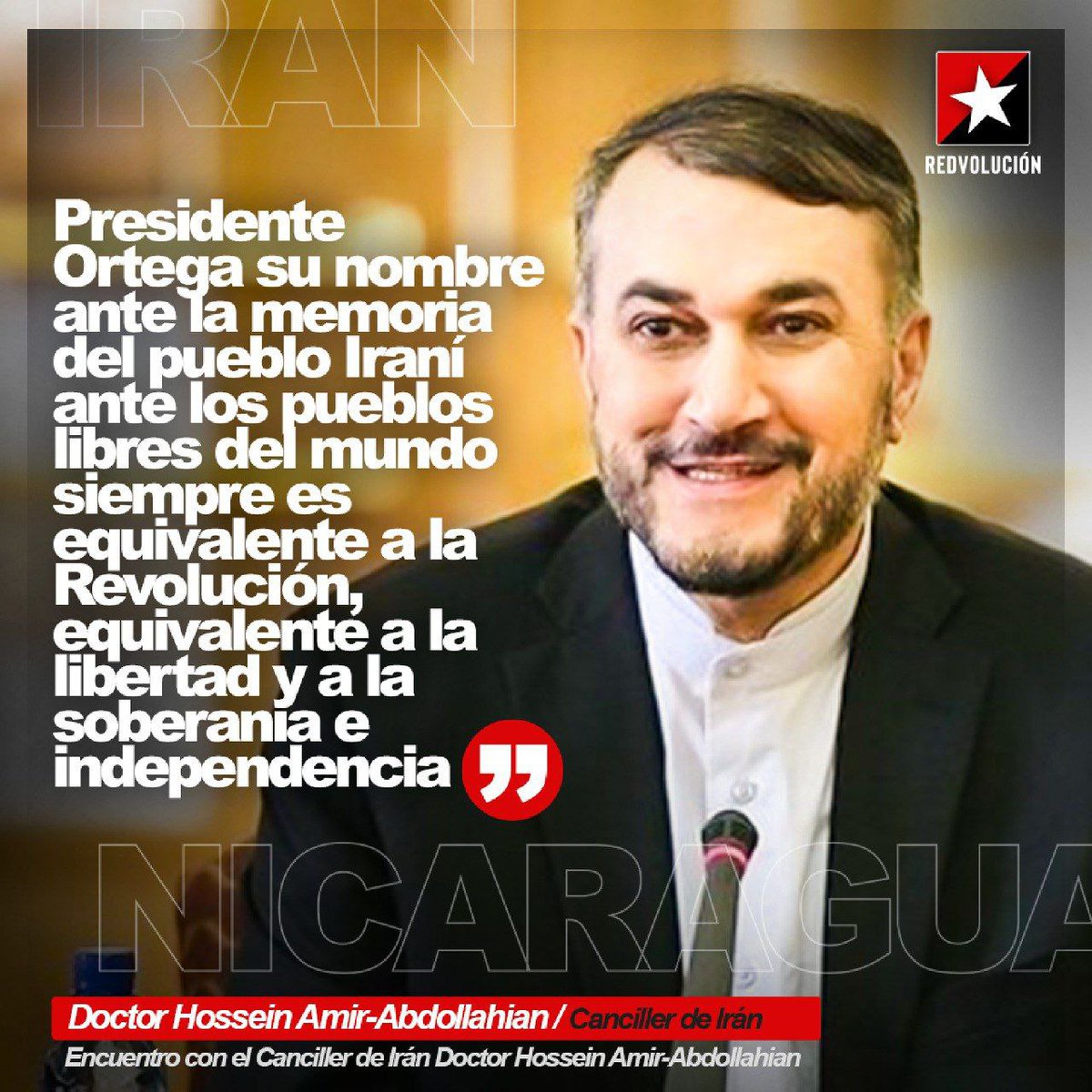 Valoración del Canciller de la República Islámica de Irán, sobre el Cmdte Daniel Ortega Saavedra Presidente de Nicaragua, y la Revolución: Independencia, Autodeterminación   Soberanía. #2023JuntosVamosAdelante #VenezuelaEnCrecimiento #CristinaPresidenta2023 #AMLOLujoDePresidente