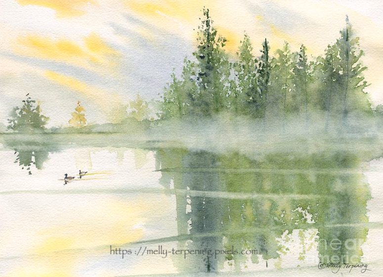 Artwork for sale! -'Foggy Morning'- fineartamerica.com/featured/foggy… @fineartamerica 
#watercolor #foggymorning #landscapelovers #landscapepainting #watercolorpainting