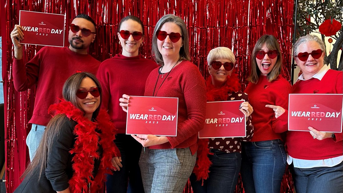 Cytokinetics's tweet photo. It’s #WearRedDay! We came together to show our support and raise awareness about heart disease. #HeartMonth #OurHearts #GoRedBayArea #GoRedForWomen https://t.co/UUGIvzT0Zf