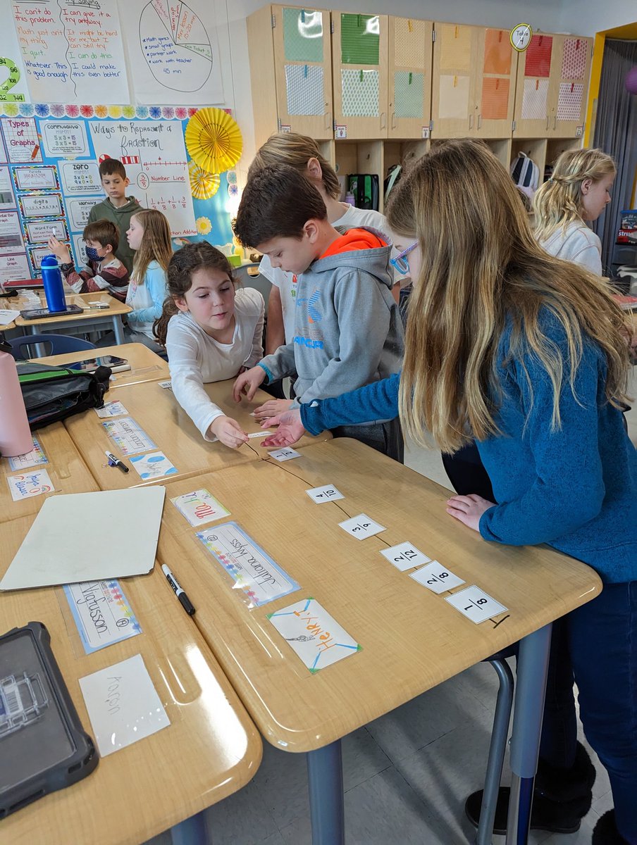 Teamwork makes the dream work when you're trying to order lots of fractions with uncommon denominators! Check out these mathematicians working together and using benchmarks and butterfly method during math workshop <a target='_blank' href='http://twitter.com/APSMath'>@APSMath</a> <a target='_blank' href='http://twitter.com/APSCARDPR'>@APSCARDPR</a> <a target='_blank' href='http://twitter.com/CardinalMathAPS'>@CardinalMathAPS</a> <a target='_blank' href='https://t.co/87cJStPUkU'>https://t.co/87cJStPUkU</a>