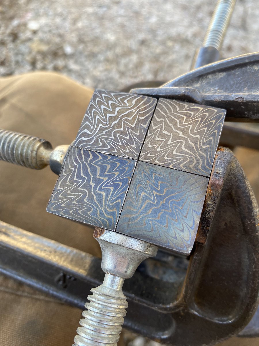 Mosaic steel in the works, ready for the next forge weld. #knifemaker