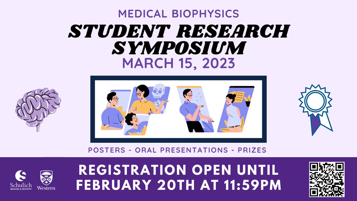 Registration now open for the annual Medical Biophysics Student Research Symposium, happening in person for 2023! Undergrads, register your poster or submit an abstract for oral presentation to showcase your amazing research. Cool prizes to be won!! 🏅
forms.gle/vvW8PyXrVtUSeW…
