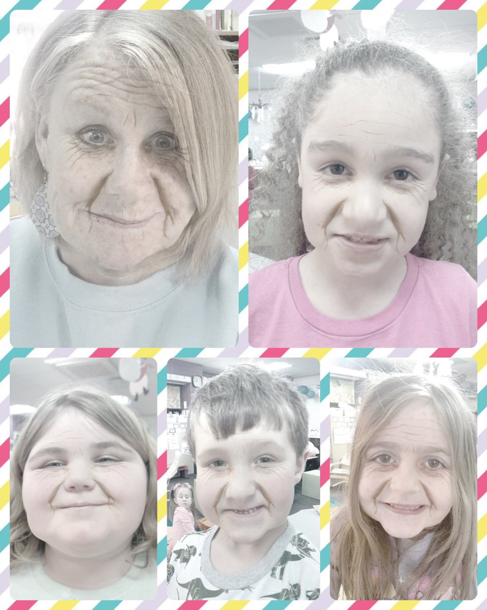 MrsGarrettNKC's tweet photo. Some pretty cute 100 year olds!  #100thdayofschool #picollage #MapleKinderStars #warriorscreate @MapleWarriors @SmithvilleSD https://t.co/Yw6oo6ytZL