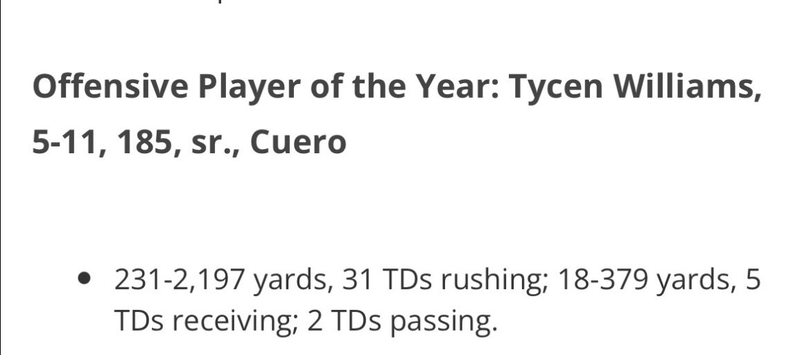 Honored to be Victoria Advocates All-Area offensive player of the year💚💚 <a href="/jfswt/">Jerod Fikac</a> <a href="/CueroAthletics/">Cuero Athletics</a>