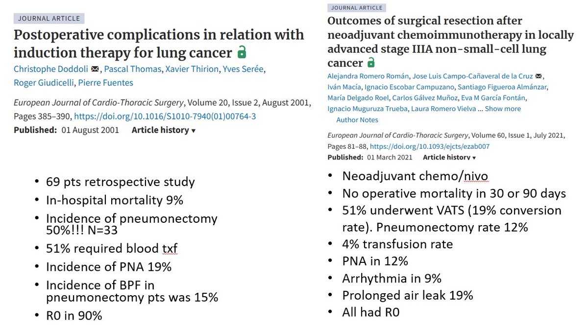 Came across these two studies. 20 years apart. amazing how far we have come in terms of neoadjuvant therapies, surgical technique and perioperative care in #lungcancer #LCSM #thoracic #tssmn