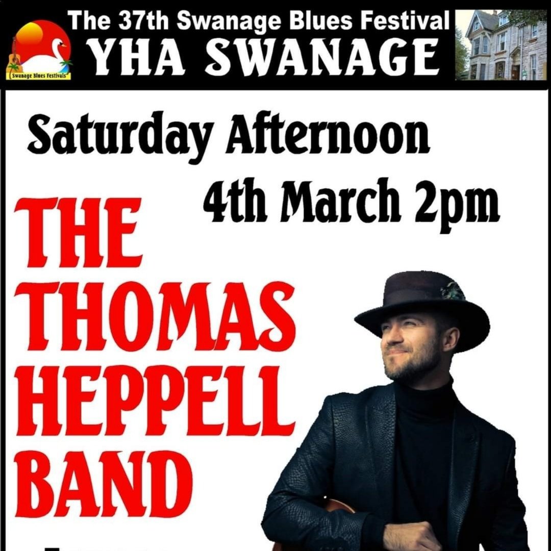 2023 UK Blues Awards Nominee for 3 categories, Thomas Heppell is live <a href="/YHASwanage/">YHA Swanage</a> on 4th March as part of the Swanage Blues Festival. 
<a href="/YHAOfficial/">YHA England & Wales</a> <a href="/swanageblues/">Swanage Blues</a>
