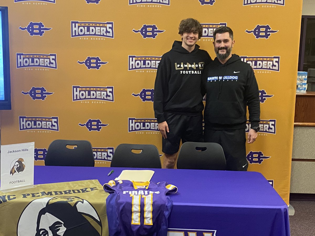 Jackson_Hills11's tweet photo. I had a great time signing my NLI to @UNCP_Football at school last night! Thank you to my friends, family and coaches that came out to support me! It’s something I’ll never forget! @CoachHallUNCP @Coach_Denson863 @Coach_JWheeler @CHPirateSports @CHHSPirates @Adamkhavari https://t.co/eAHv8pOBgn