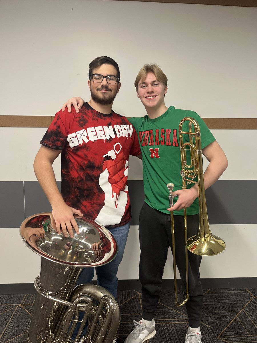 RedOakBand's tweet photo. Sam Fields and Jonah Wemhoff are headed off to The Winter Winds Festival today in Lincoln, Nebraska! https://t.co/X1Rz9fjLxx
