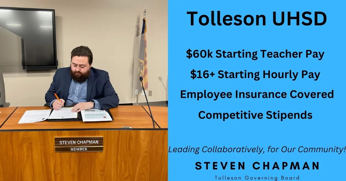 Tolleson Board voted on pay increases for returning &amp; new staff members. In 2015 I led the creation of Meet &amp; Confer policy that has ensured the district provides meaningful pay &amp; benefits to all employees. Thank you to all staff for their work, &amp; community for their support