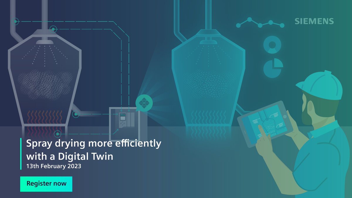 How to spray more efficiently with a #DigitalTwin? We have the answers in our upcoming webinar. Learn how Siemens Spray Dryer Optimizer technology can bring sustainable value to your operations.

👉 sie.ag/3kCIUv7 and register now.

#SprayDrying  #digitalprocess #gPROMS
