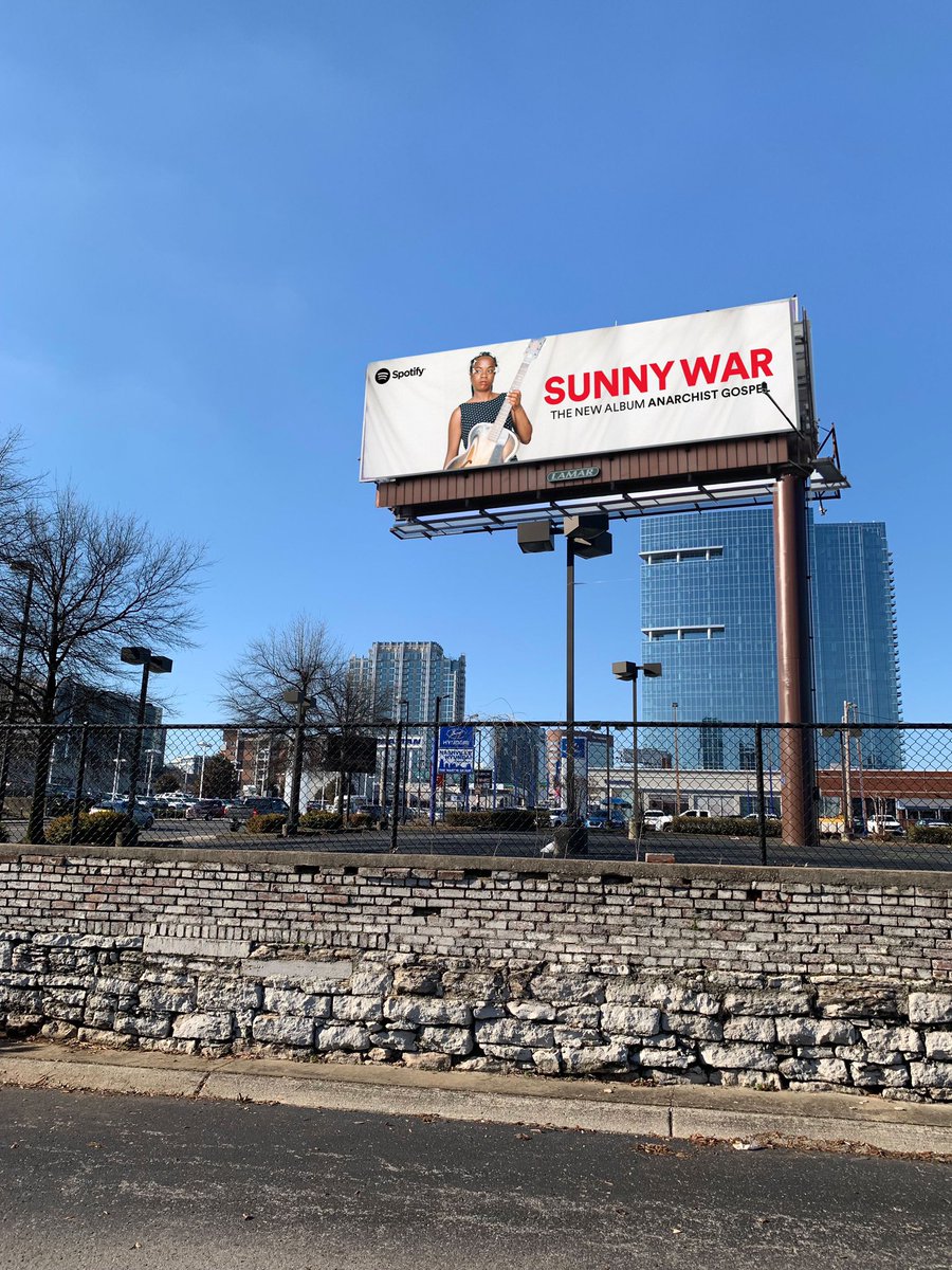 SunnyWar's tweet photo. Thanks @spotify!  This is rad.  Never been on a billboard and am especially happy it’s in my hometown, Nashville. ❤️ https://t.co/oEHEhnQxIO