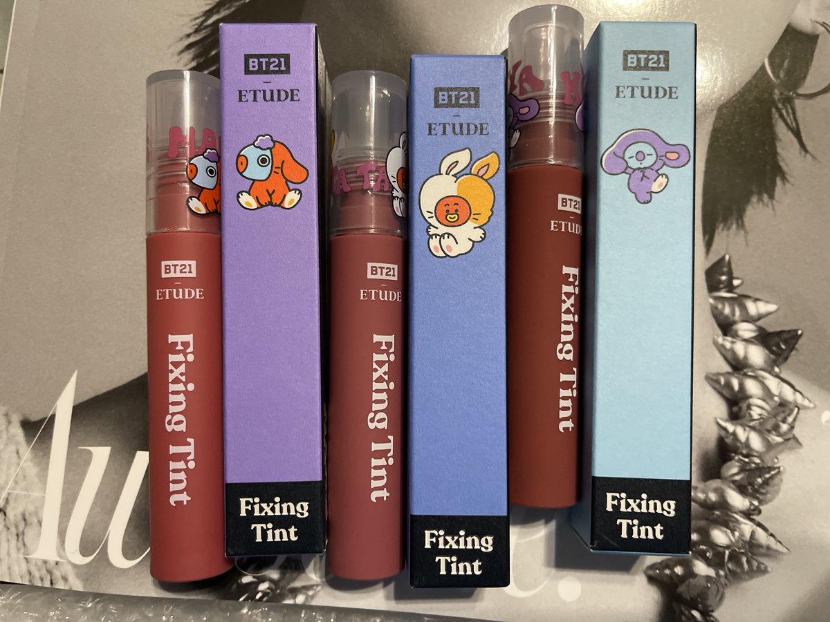 Simply_em7's tweet photo. Excited to try theseeee 💋💜 #Etude #FixingTint #BT21 #BT21xEtude https://t.co/thXplCzGbS
