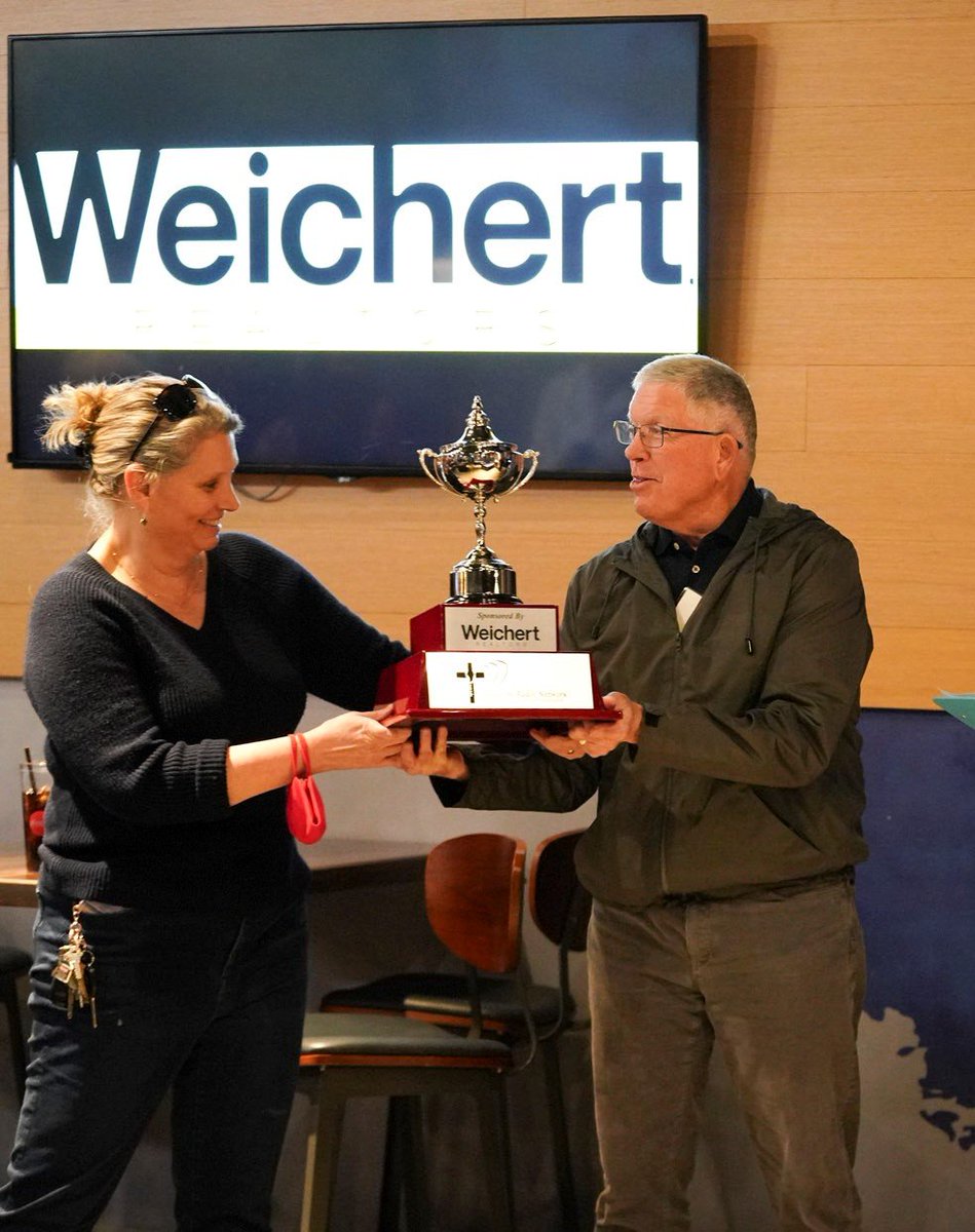 1160AMWMET's tweet photo. This COULD BE you, winning the Ryder Cup -- oops, the WMET Topgolf FUN-raiser trophy. But you gotta sign up! Just weeks left @ https://t.co/QIZFCvlnI4. That's Sponsor Carolyn Simpkins presenting heavy metal to Bob Scanlon in 2022. March 1, we tee it up again! https://t.co/yJGrHtkVue